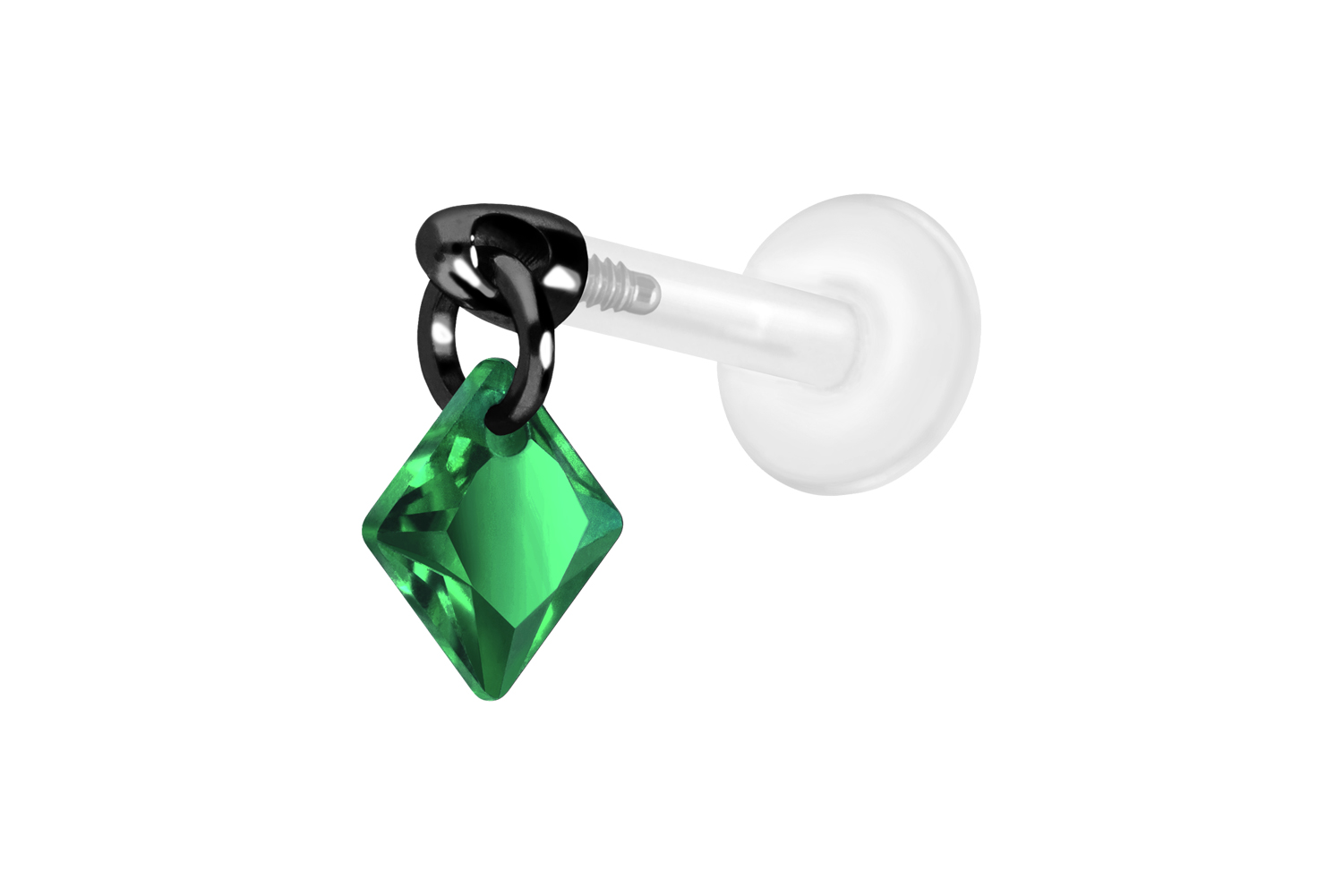 PTFE Labret Piercing mit Innengewinde + Titan-Aufsatz KRISTALLQUADRAT